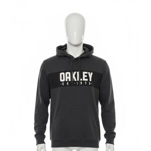 Oakley Men's Hoodie Sweatshirt Pullover Black Gray Logo Size 2XL Long Sleeve